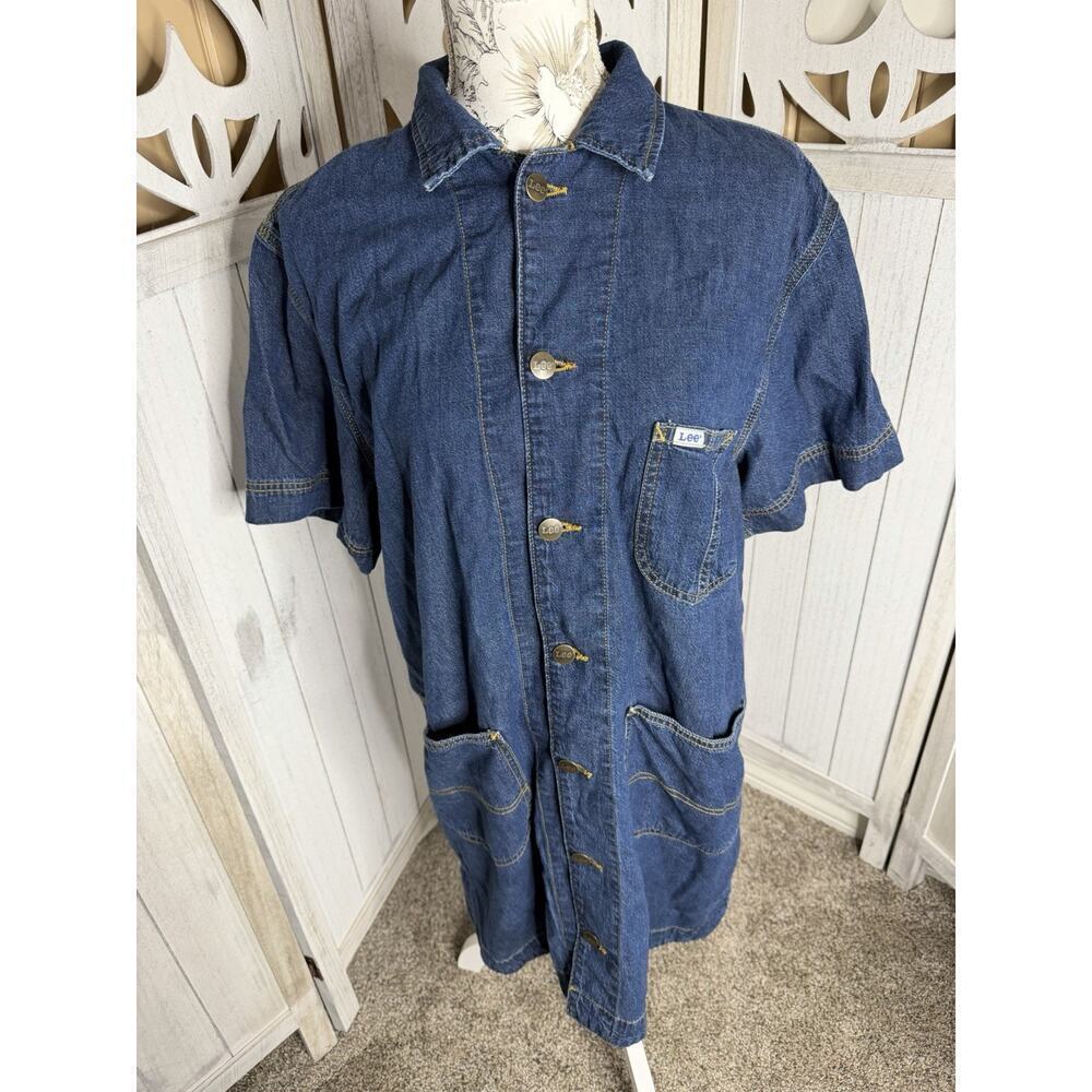 Vintage Lee Women's Western Denim Button Down Dress Size Medium
